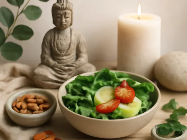 Scène de bien-être avec des éléments naturels et des aliments sains